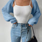 Honey Open Front Long Sleeve Cropped Cardigan