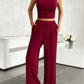 Mock Neck Sleeveless Top and Drawstring Pants Set