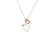 Women's Sterling Silver Cascading Dual Heart Diamond Accented Pendant (.02 cttw)