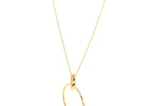 14k Yellow Gold 17 inch Necklace with Polished Ring Pendant