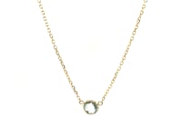 14k Yellow Gold 17 inch Necklace with Round Blue Topaz