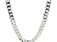 Rhodium Plated 7.2mm Sterling Silver Curb Style Chain