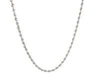 2.25mm 14k White Gold Solid Diamond Cut Rope Chain