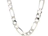 Rhodium Plated 9.0mm Sterling Silver Figaro Style Chain