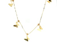 14k Yellow Gold 18 inch Necklace with Polished Butterfly Pendants