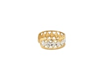 14k Two-Tone Gold Cuff Type Cut-Out Toe Ring with Diamond Design