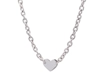 Sterling Silver Rhodium Plated Chain Necklace with a Flat Heart Motif Station