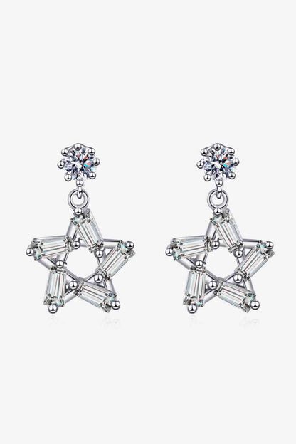 Star-Shaped 925 Sterling Silver Inlaid Moissanite Star Earrings