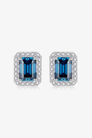 2 Carat Moissanite Stud Earrings in Indigo