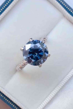 Women's 5 Carat Blue Moissanite 925 Sterling Silver Ring