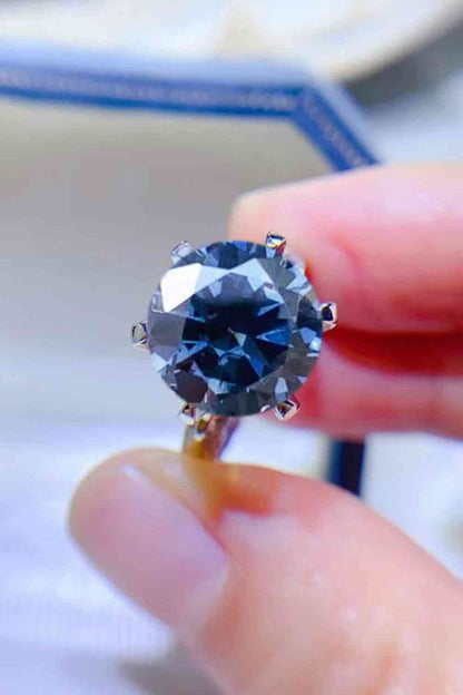 Women's 5 Carat Blue Moissanite 925 Sterling Silver Ring