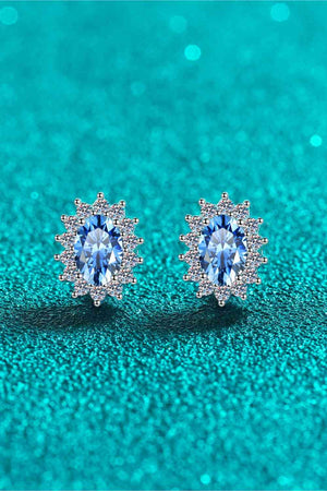 Sky Blue Moissanite Sterling Silver Stud Earrings