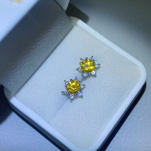 2 Carat Yellow Moissanite 925 Sterling Silver Stud Earrings