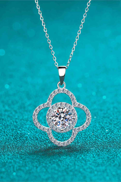 Floral Pendant 1 Carat Moissanite Sterling Silver Necklace