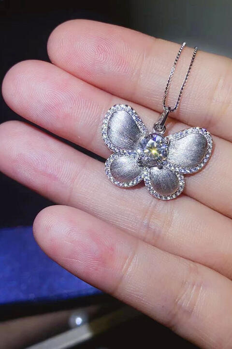 Moissanite Butterfly Pendant Necklace