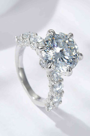 3-Carat Moissanite Engagement Platinum-Plated Side Stone Ring