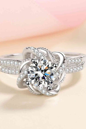 Floral- Inspired Design 1 Carat Moissanite Sterling Silver Ring