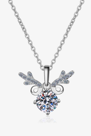 Stunning Reindeer 1 Carat Moissanite Sterling Silver Necklace