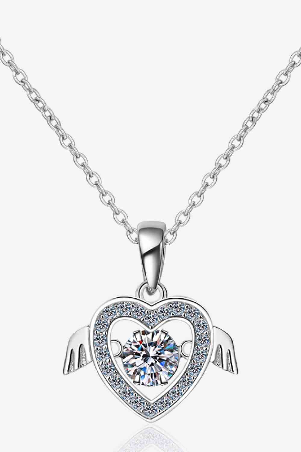 Flying Heart Moissanite 925 Sterling Silver Necklace