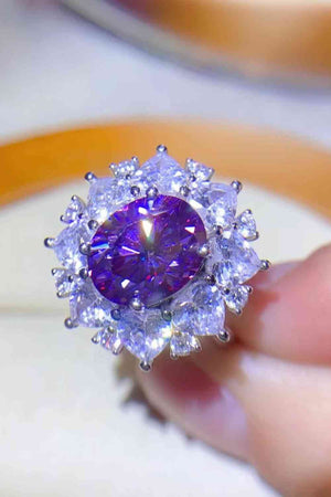 3 Carat Purple Moissanite Platinum-Plated Ring