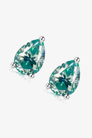 2 Carat Teal Moissanite Teardrop Earrings