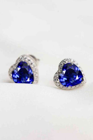 4 Carat Blue Moissanite Heart-Shaped Stud Earrings