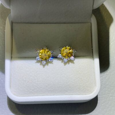 2 Carat Yellow Moissanite 925 Sterling Silver Stud Earrings