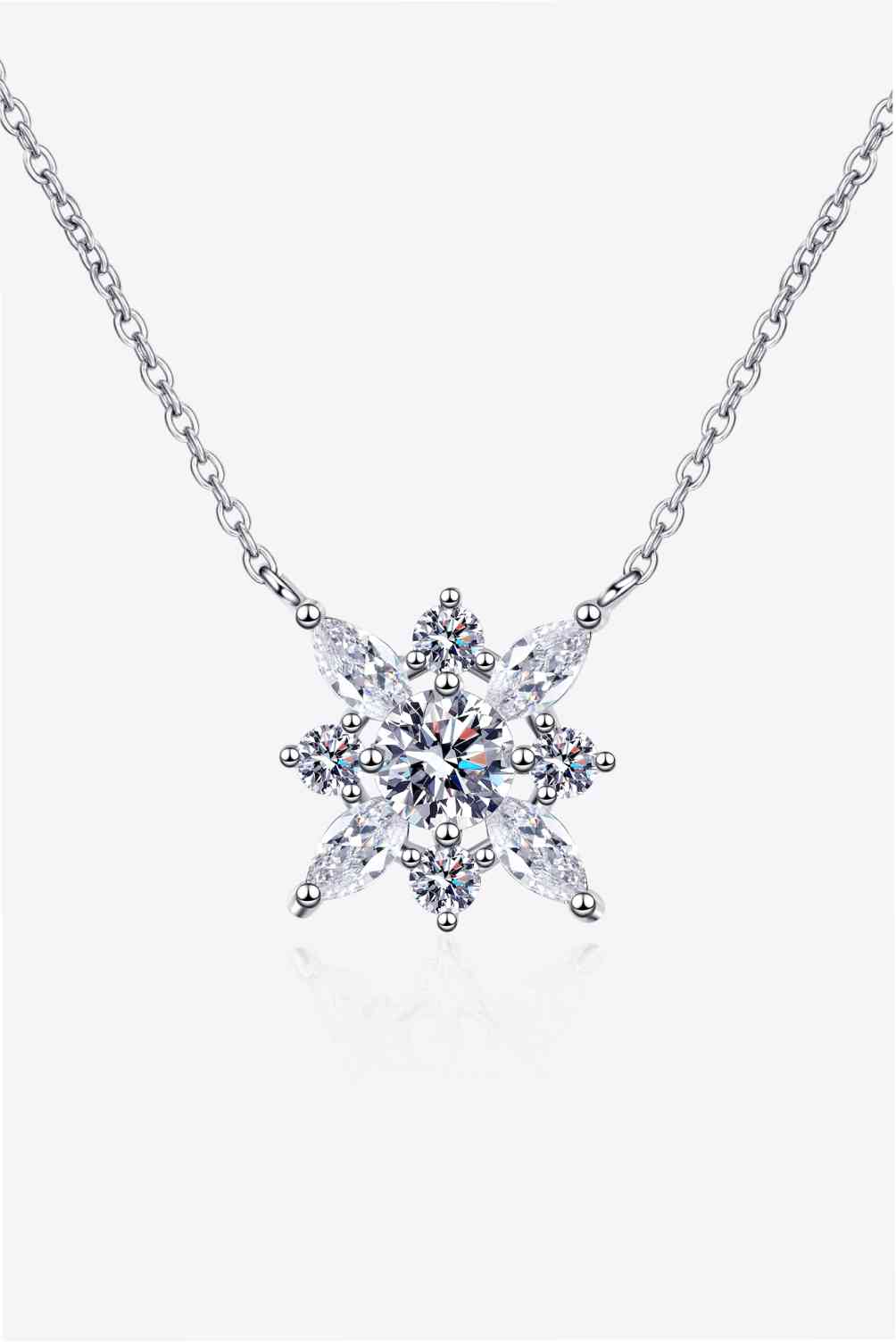 Elegant Starlight Moissanite Pendant in Rhodium-Plated Sterling Silver