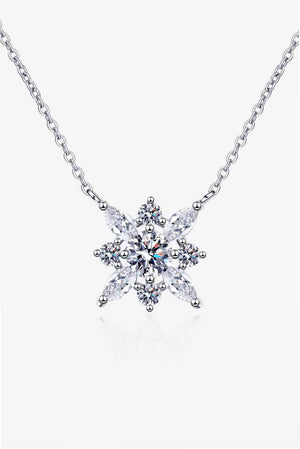 Elegant Starlight Moissanite Pendant in Rhodium-Plated Sterling Silver