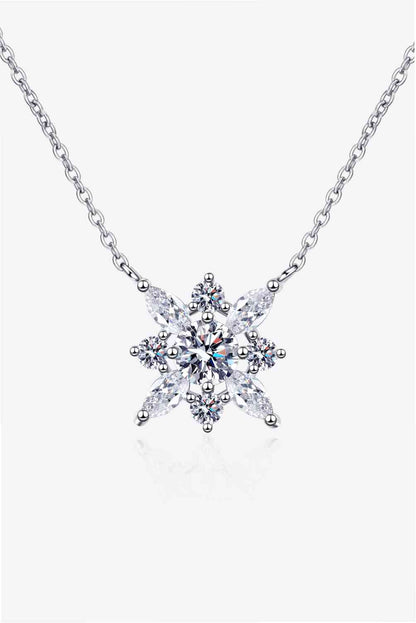 Elegant Starlight Moissanite Pendant in Rhodium-Plated Sterling Silver