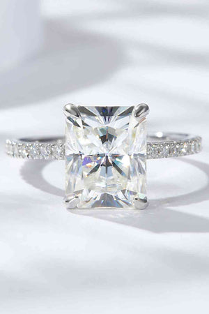 4 Carat Moissanite Engagement 4-Prong Side Stone Ring