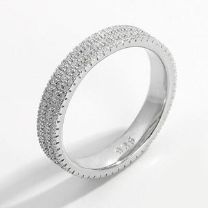 Inlaid Zircon 925 Sterling Silver Eternity Ring (Men's / Women's)