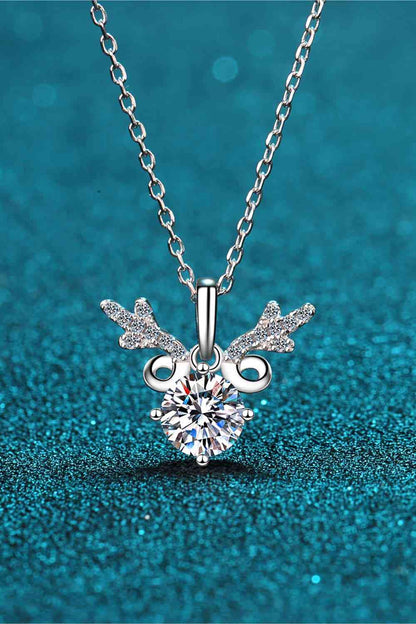 Stunning Reindeer 1 Carat Moissanite Sterling Silver Necklace