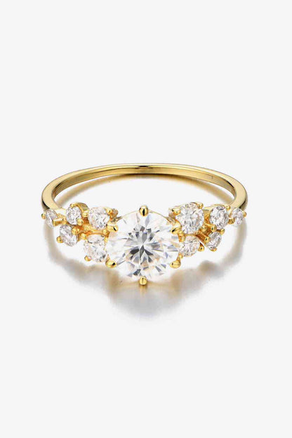 Gold Plated 1 Carat Moissanite Sterling Silver Ring