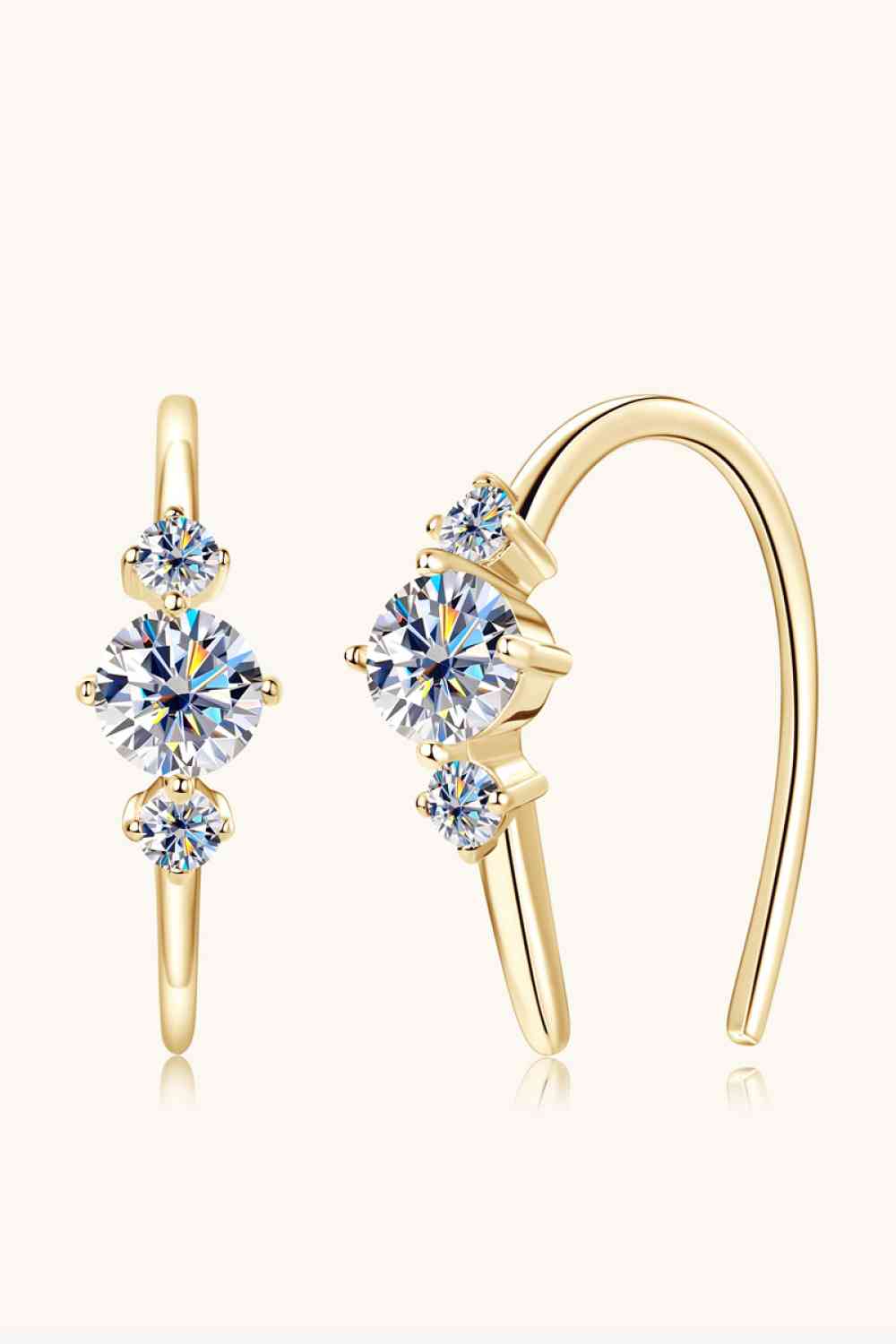 18k Gold Plated Moissanite Sterling Silver Earrings