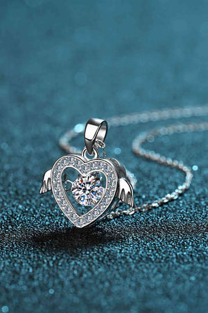 Flying Heart Moissanite 925 Sterling Silver Necklace