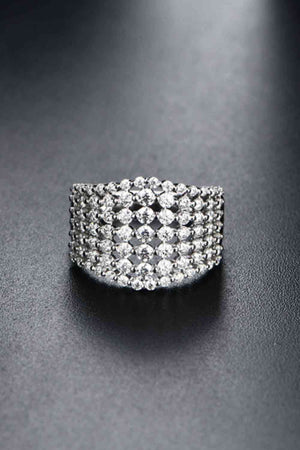 Elegant Pave-Set Moissanite Full Band Cocktail Ring in Sterling Silver