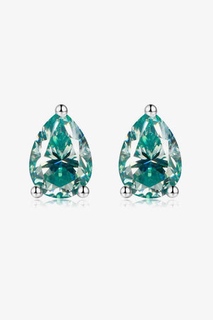 2 Carat Teal Moissanite Teardrop Earrings