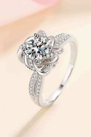 Floral- Inspired Design 1 Carat Moissanite Sterling Silver Ring