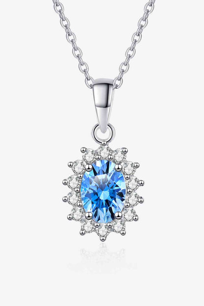 Ocean Blue Moissanite Sterling Silver Necklace