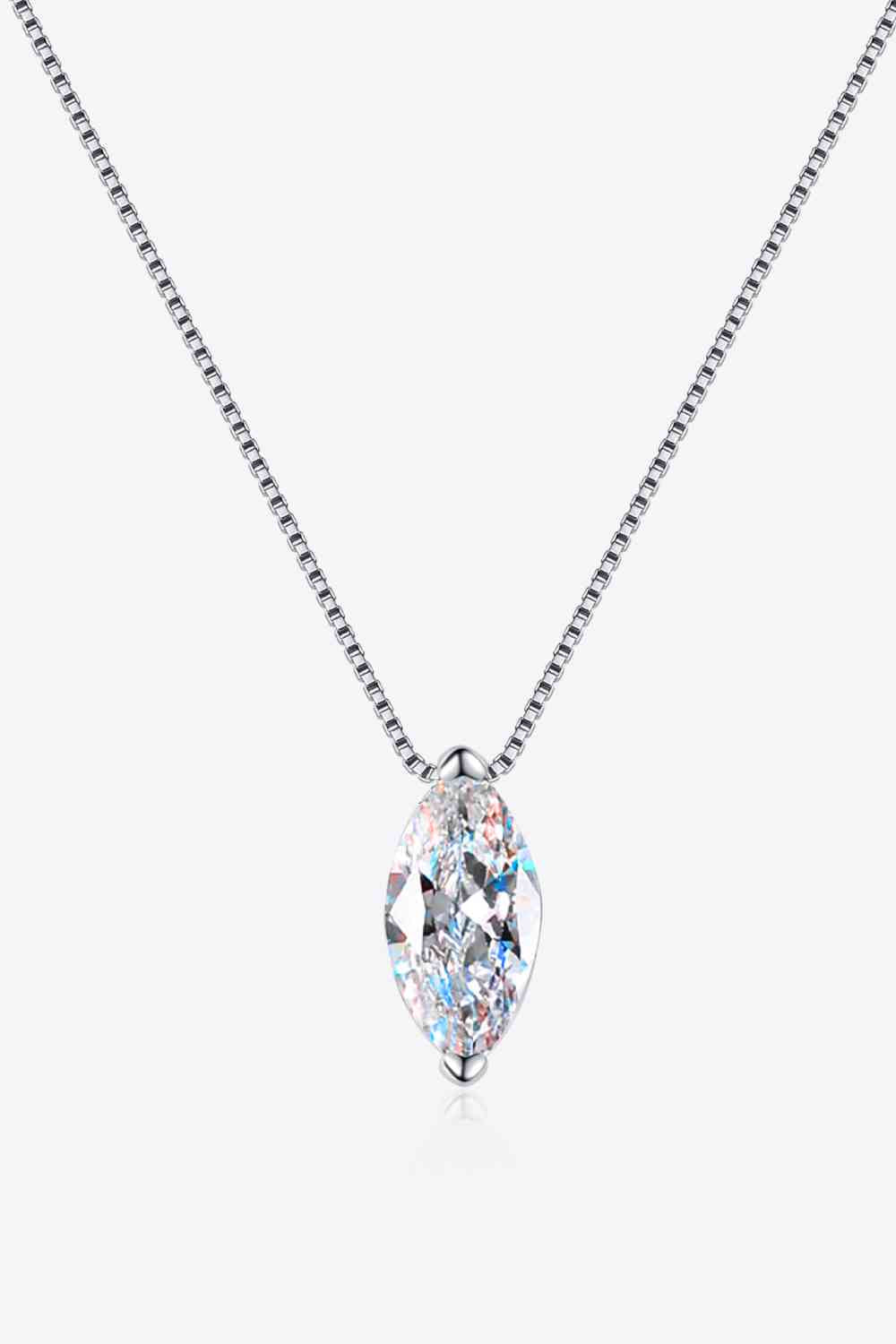 Round Cut 1 Carat Moissanite Sterling Silver Necklace