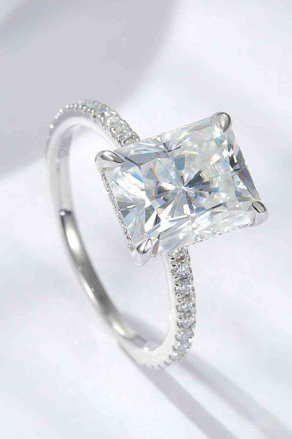 4 Carat Moissanite Engagement 4-Prong Side Stone Ring