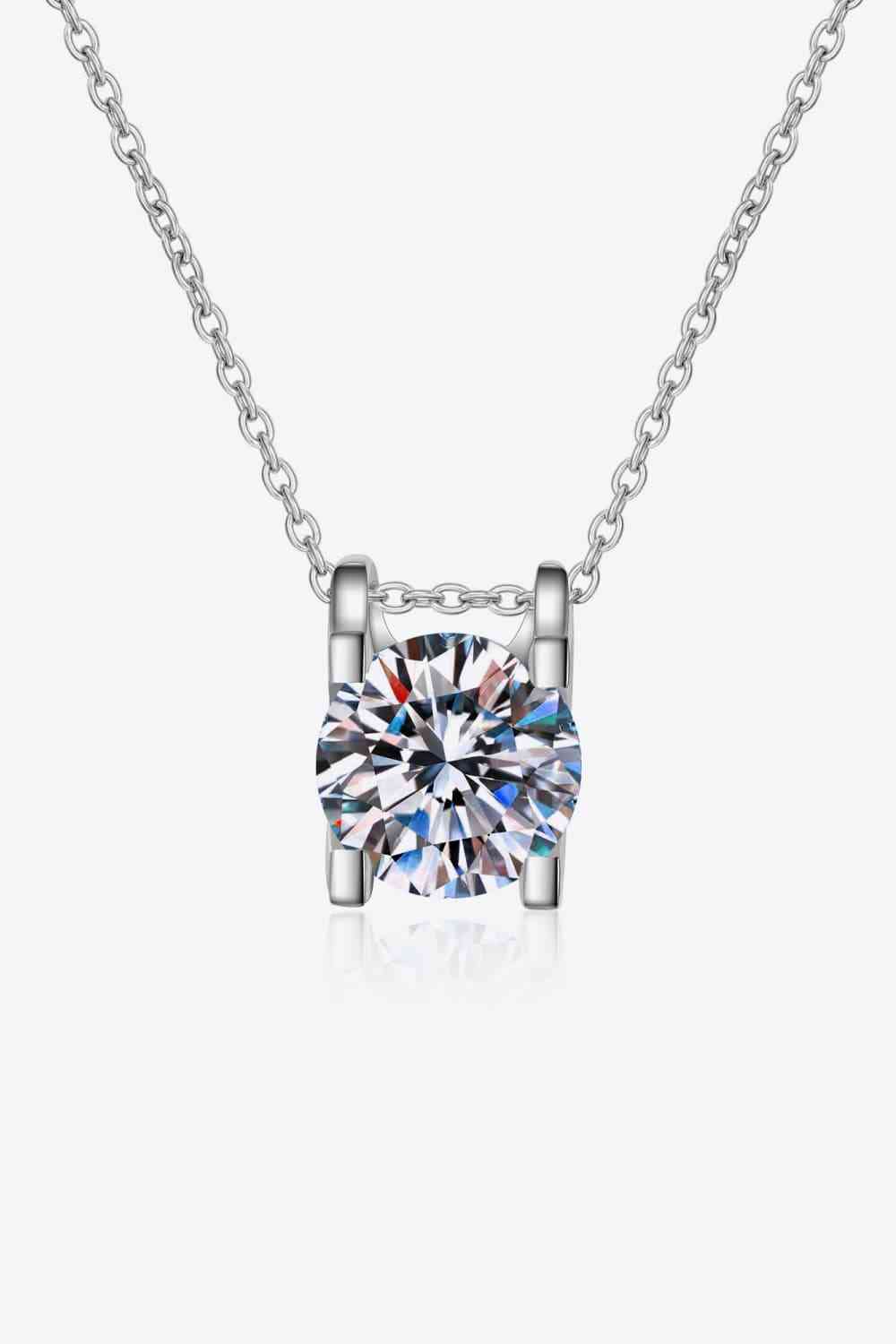 Women's 0.5 Carat Single Stone Moissanite Sterling Silver Necklace