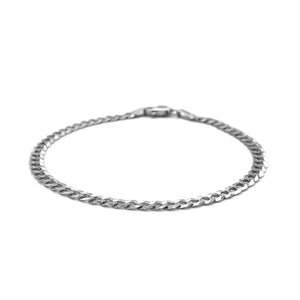 3.6mm 14k White Gold Solid Curb Bracelet