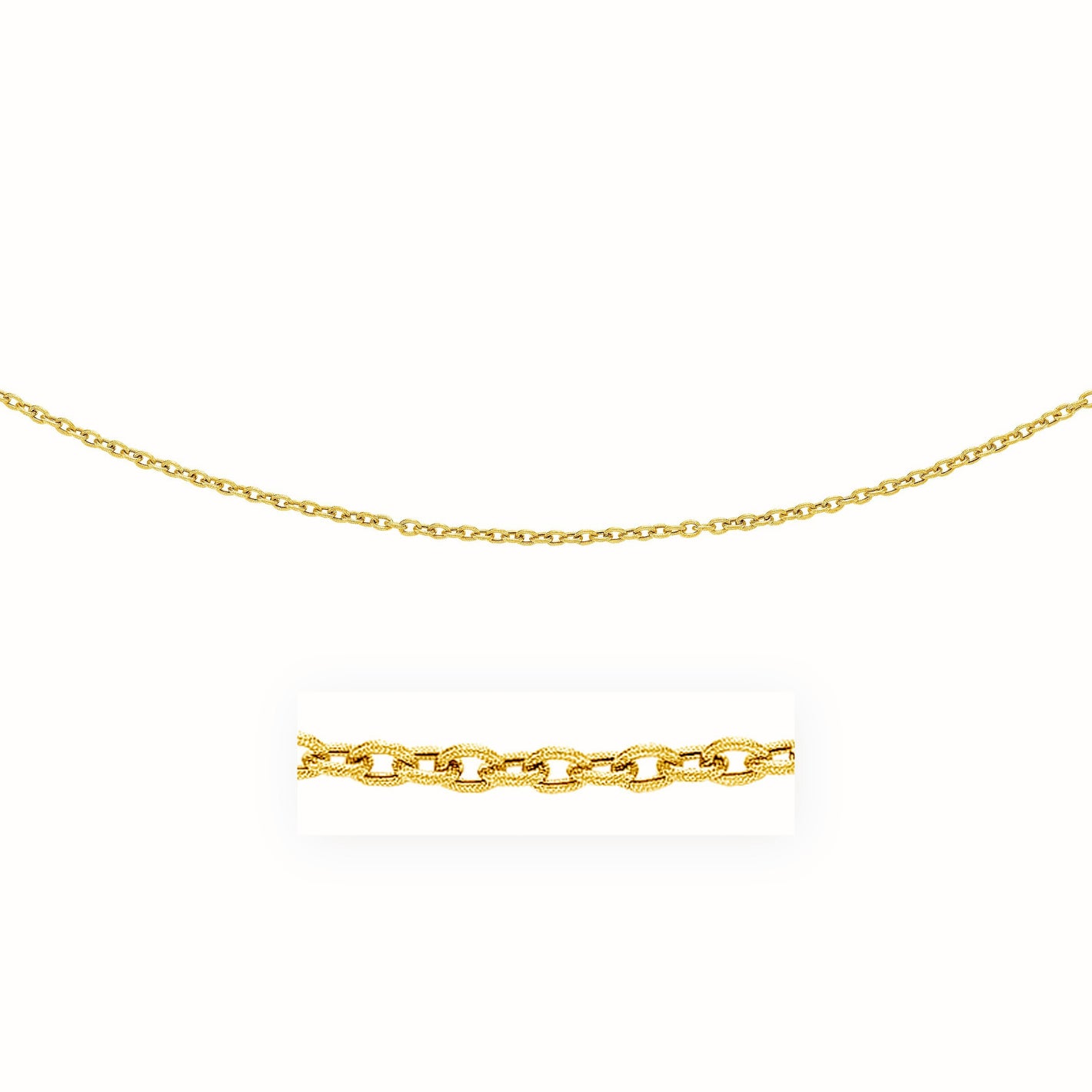 3.5mm 14k Yellow Gold Pendant Chain with Textured Links