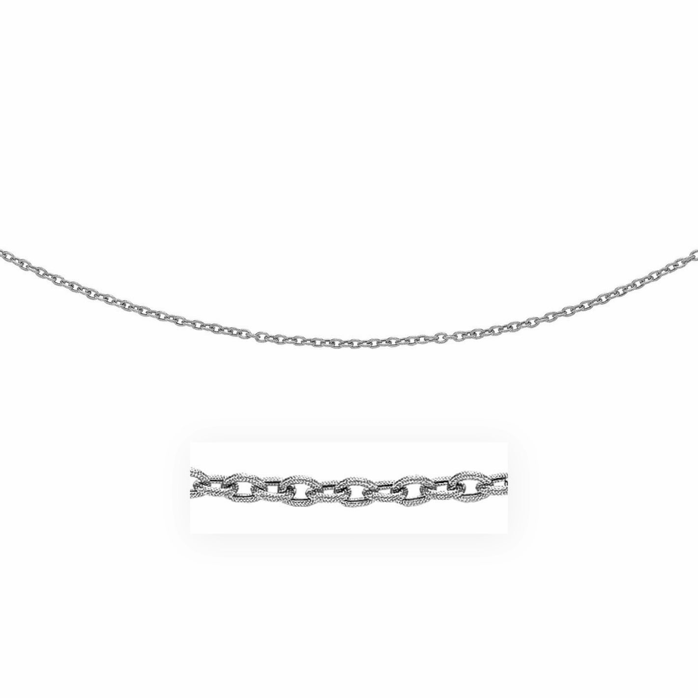 3.5mm 14k White Gold Pendant Chain with Textured Links