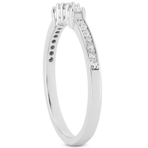 14k White Gold Wedding Band with Pave Set Diamonds and Prong Set Diamonds