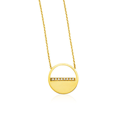 14k Yellow Gold Circle Necklace with Diamonds