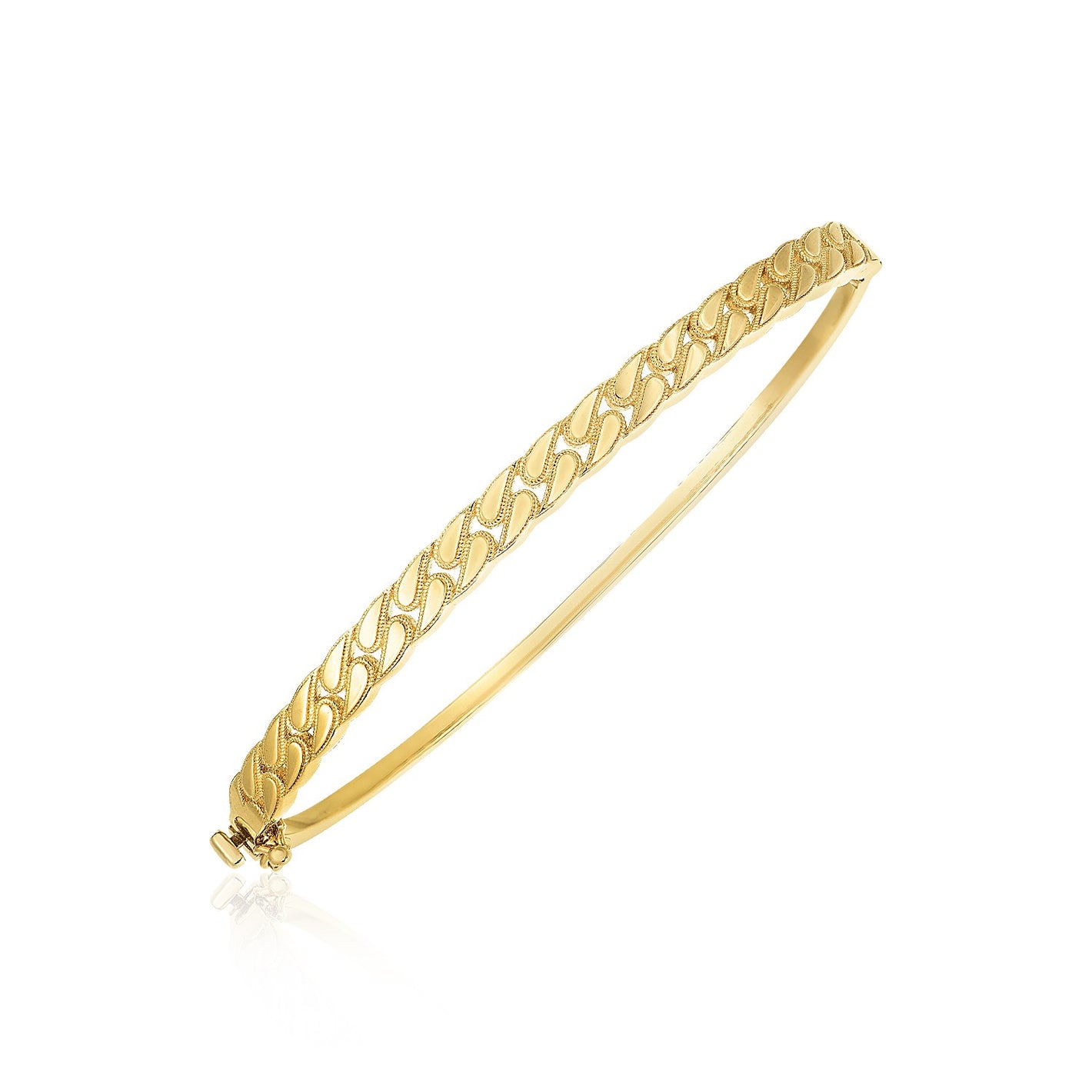 14k Yellow Gold High Polish Cuban Chain Link Bangle (4.6mm)