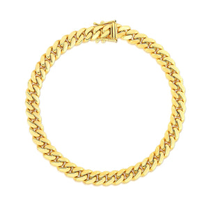 7.0mm 10k Yellow Gold Classic Miami Cuban Solid Bracelet